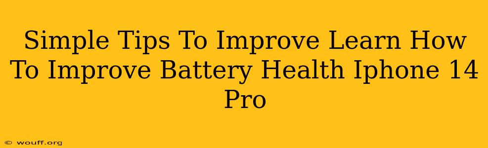 Simple Tips To Improve Learn How To Improve Battery Health Iphone 14 Pro