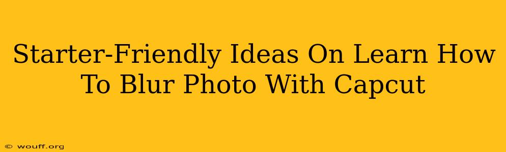 Starter-Friendly Ideas On Learn How To Blur Photo With Capcut