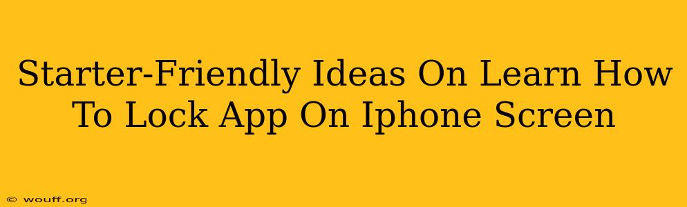 Starter-Friendly Ideas On Learn How To Lock App On Iphone Screen