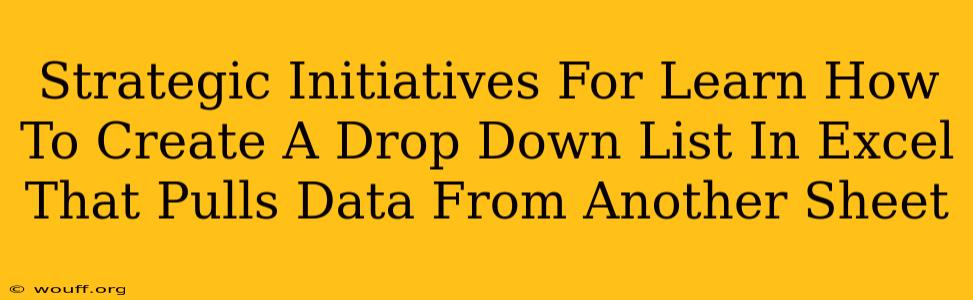 Strategic Initiatives For Learn How To Create A Drop Down List In Excel That Pulls Data From Another Sheet