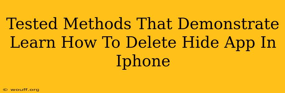 Tested Methods That Demonstrate Learn How To Delete Hide App In Iphone