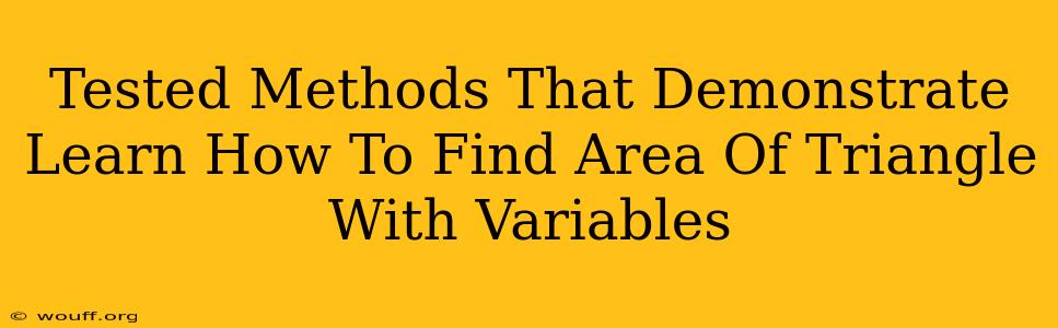 Tested Methods That Demonstrate Learn How To Find Area Of Triangle With Variables