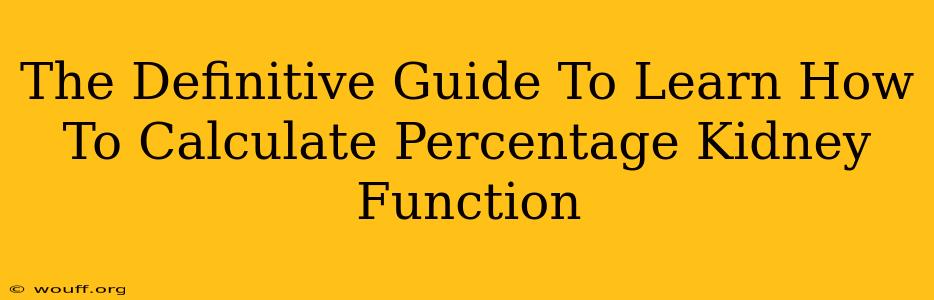 The Definitive Guide To Learn How To Calculate Percentage Kidney Function