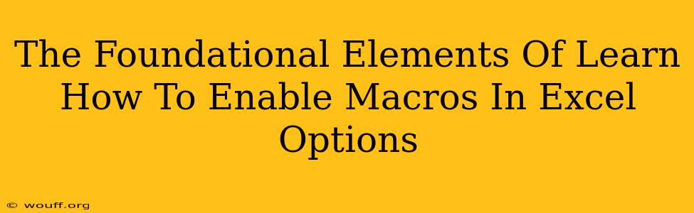 The Foundational Elements Of Learn How To Enable Macros In Excel Options