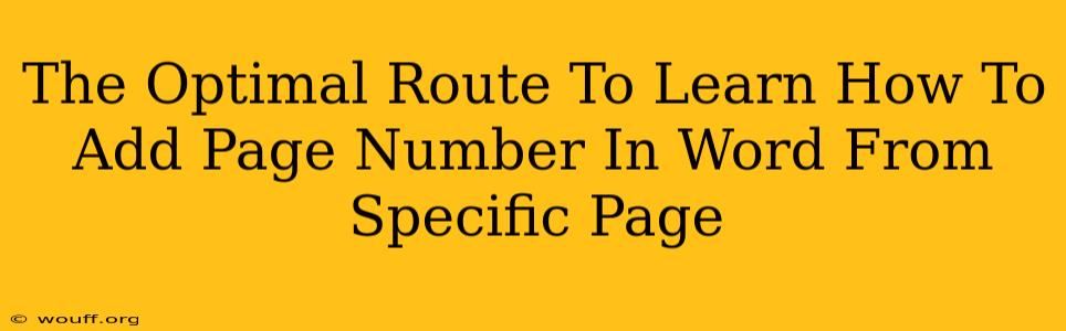 The Optimal Route To Learn How To Add Page Number In Word From Specific Page