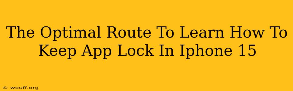 The Optimal Route To Learn How To Keep App Lock In Iphone 15