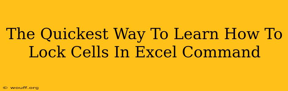 The Quickest Way To Learn How To Lock Cells In Excel Command