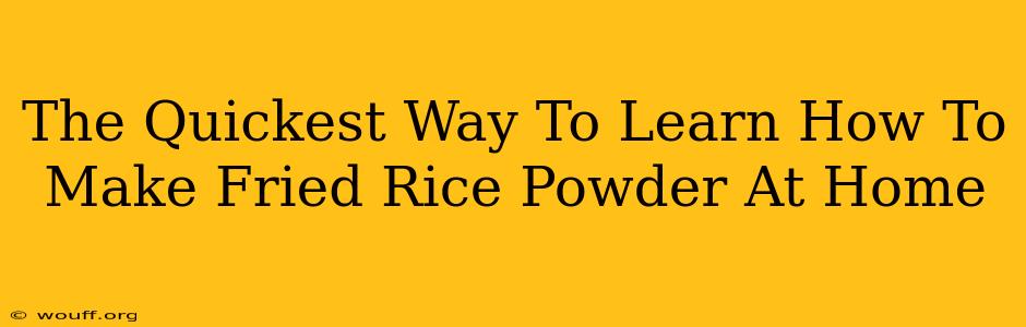 The Quickest Way To Learn How To Make Fried Rice Powder At Home