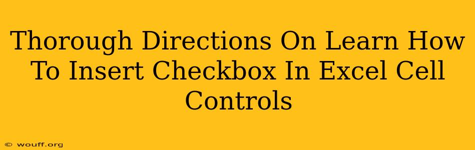 Thorough Directions On Learn How To Insert Checkbox In Excel Cell Controls