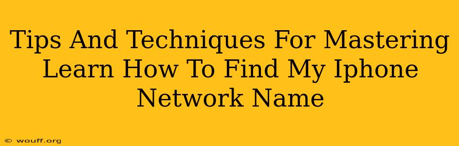 Tips And Techniques For Mastering Learn How To Find My Iphone Network Name