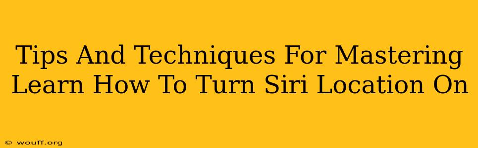 Tips And Techniques For Mastering Learn How To Turn Siri Location On