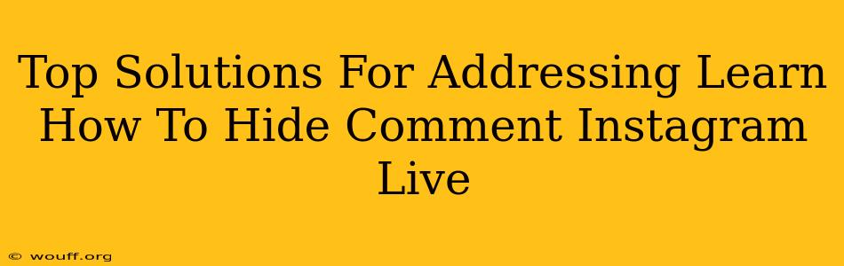 Top Solutions For Addressing Learn How To Hide Comment Instagram Live