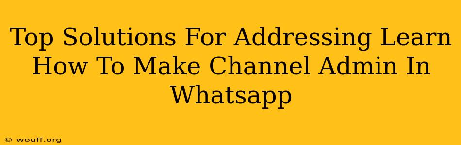 Top Solutions For Addressing Learn How To Make Channel Admin In Whatsapp