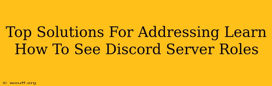 Top Solutions For Addressing Learn How To See Discord Server Roles