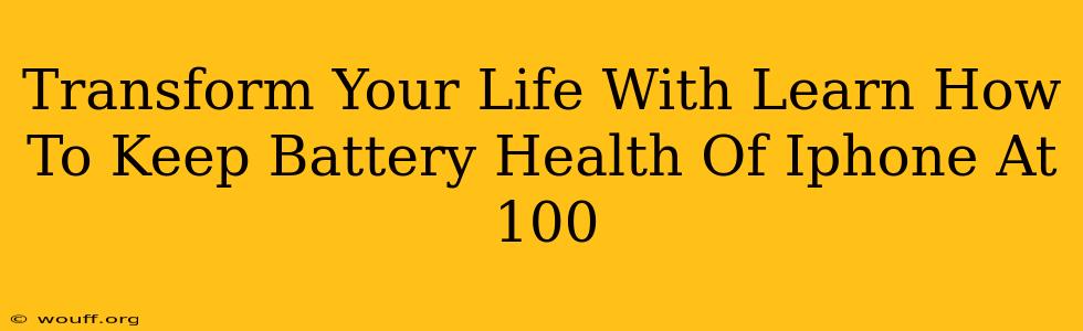 Transform Your Life With Learn How To Keep Battery Health Of Iphone At 100