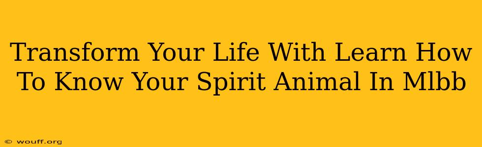 Transform Your Life With Learn How To Know Your Spirit Animal In Mlbb