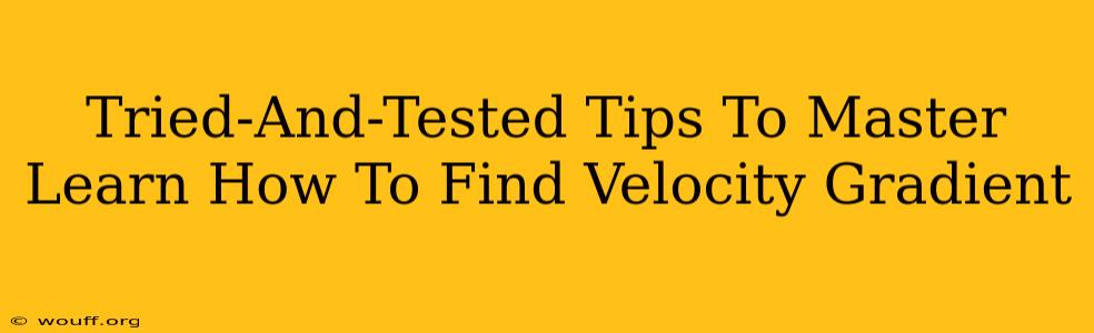 Tried-And-Tested Tips To Master Learn How To Find Velocity Gradient