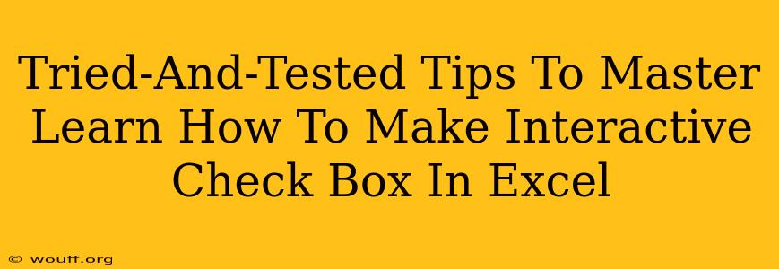 Tried-And-Tested Tips To Master Learn How To Make Interactive Check Box In Excel