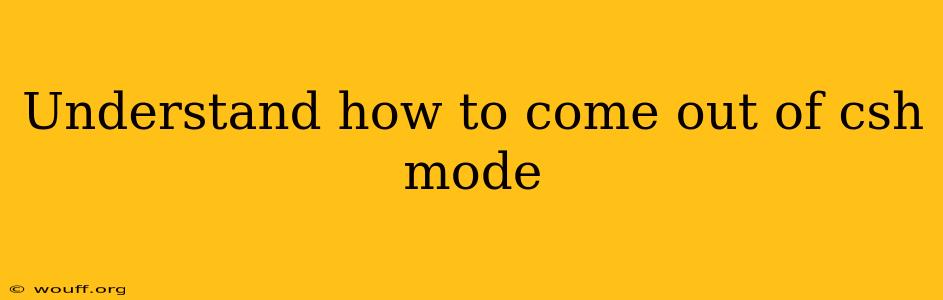 Understand how to come out of csh mode