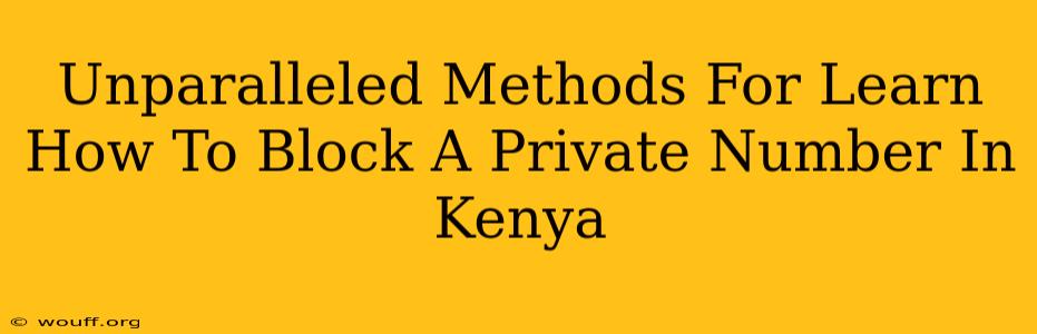 Unparalleled Methods For Learn How To Block A Private Number In Kenya