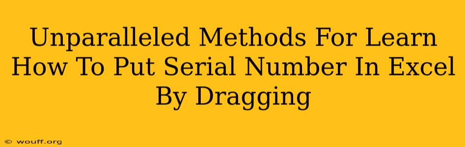 Unparalleled Methods For Learn How To Put Serial Number In Excel By Dragging