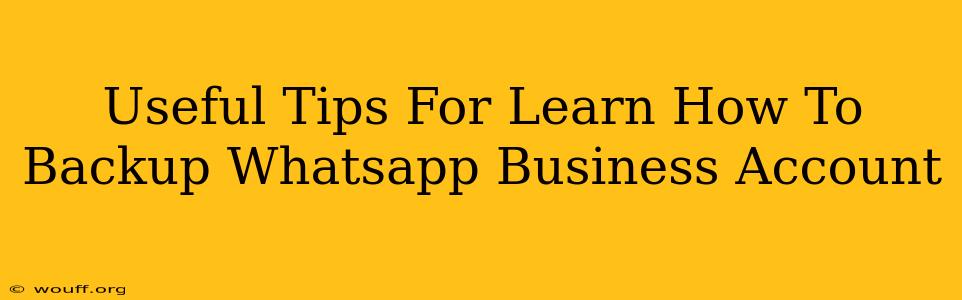 Useful Tips For Learn How To Backup Whatsapp Business Account