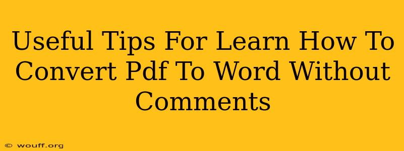 Useful Tips For Learn How To Convert Pdf To Word Without Comments