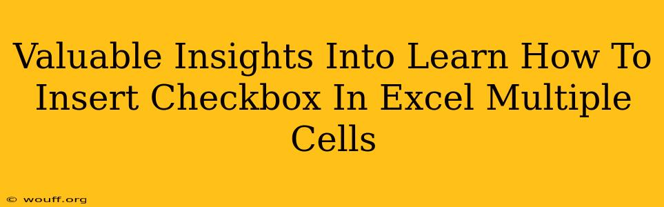 Valuable Insights Into Learn How To Insert Checkbox In Excel Multiple Cells