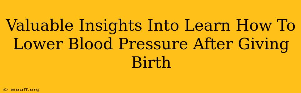 Valuable Insights Into Learn How To Lower Blood Pressure After Giving Birth